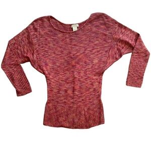 Lucky Brand Red Knit Batwing Woven Sweater Womens XS Western Cowgirl Autumn Fall